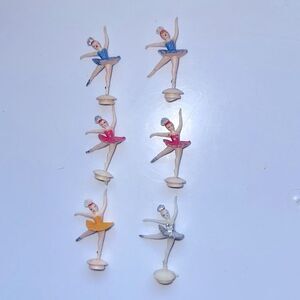 Set of six vintage ballerina dancer plastic cake toppers